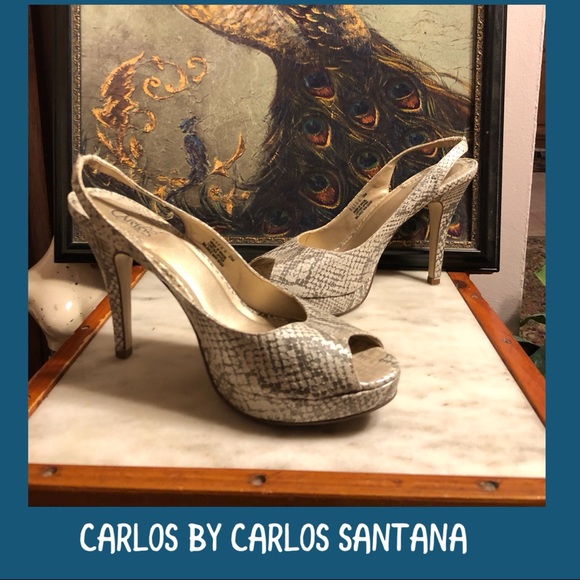 SZ 9-CARLOS BY CARLOS SANTANA SILVER LEATHER PUMPS - Picture 1 of 8